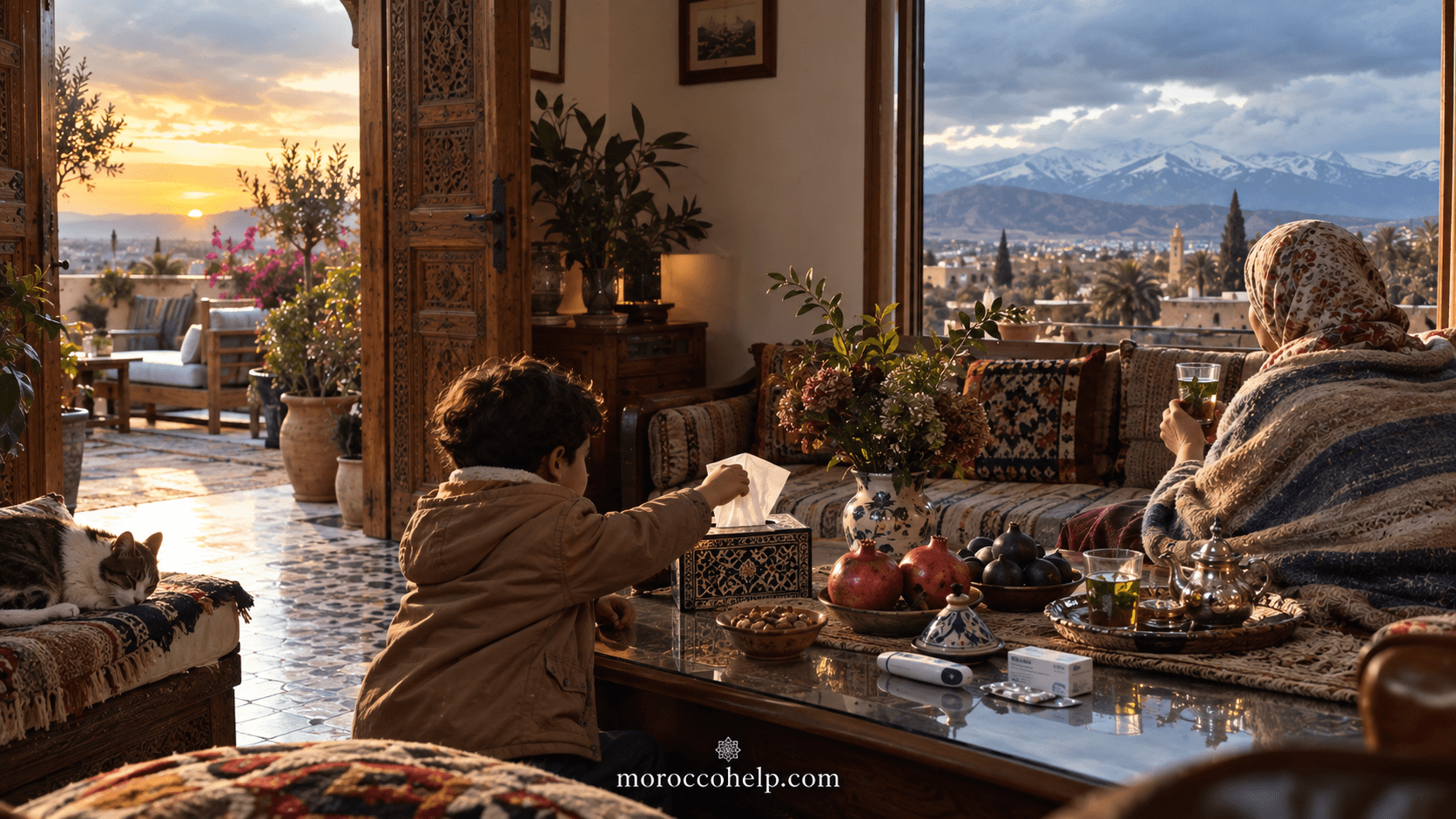 Moroccan home at the start of autumn as cooler air arrives and flu season approaches, September 2026